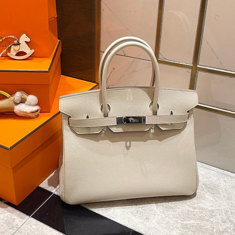 HERMES BIRKIN 30CM CREAMY WHITE TOGO LEATHER SILVER HARDWARE