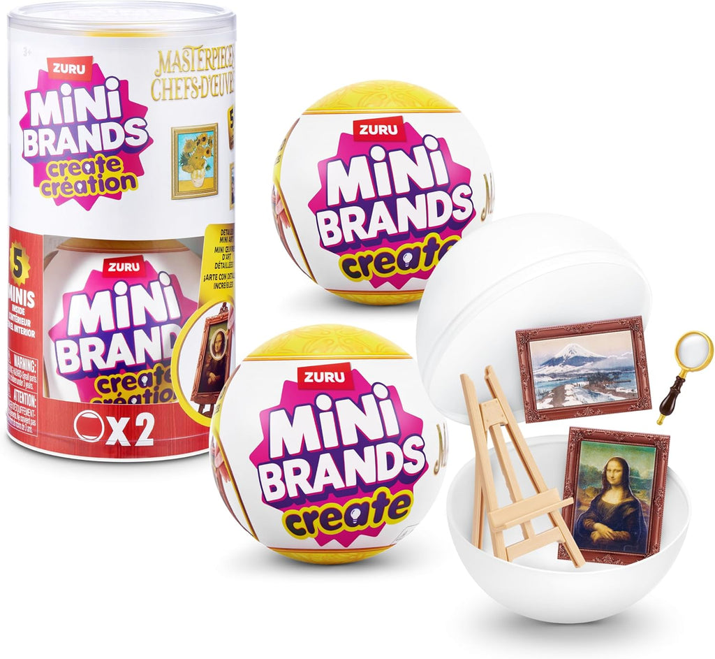 ZURU Mini Brands Create Mini Masterpieces Series 1 – Capsule 2-Pack, Real Miniature Art Creations, Collectible Toy for Kids & Adults
