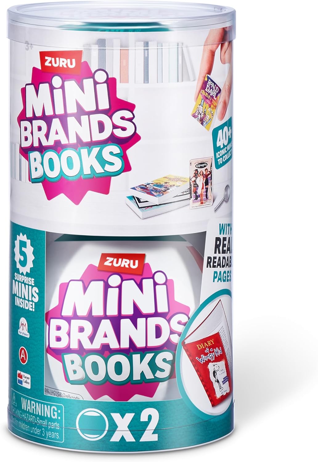ZURU Mini Brands Books 2-Pack – Real Miniature Books with Readable Pages, 5 Mystery Books + Accessories per Capsule, Collectible Toy for Kids, Teens & Adults